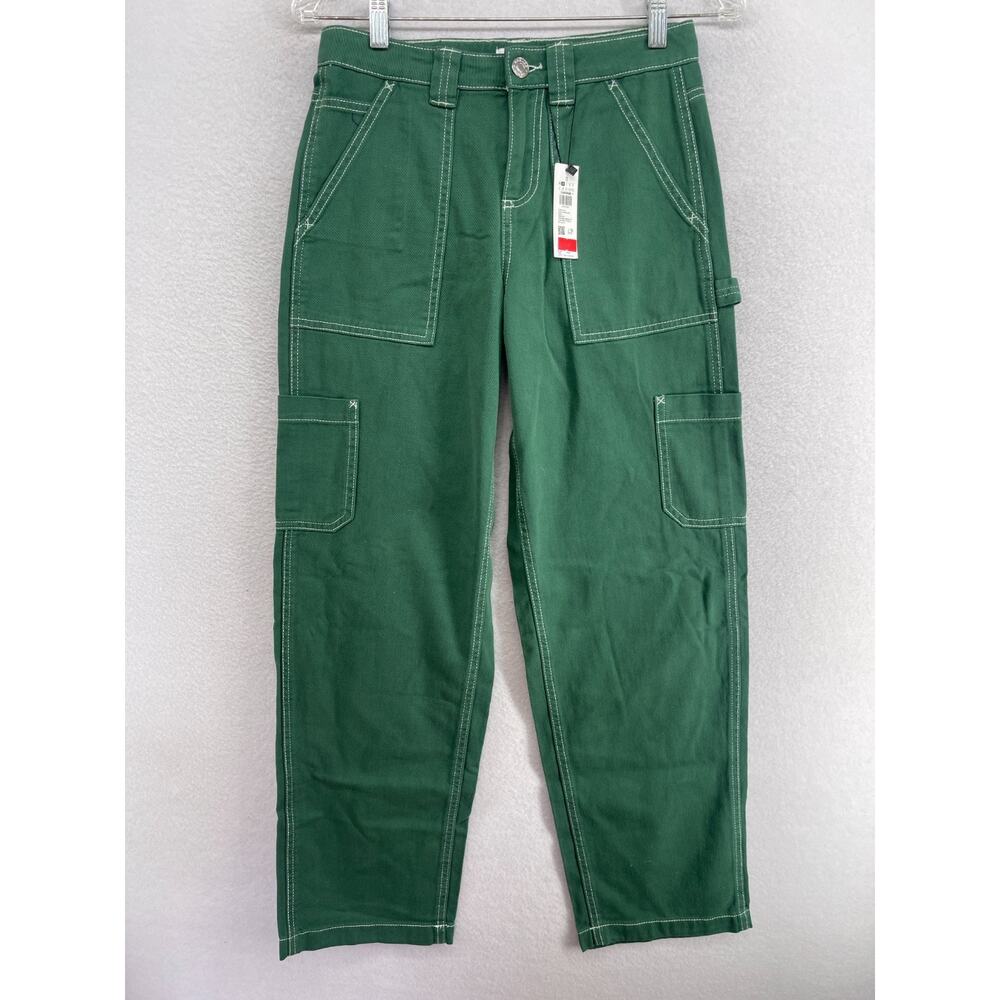 GARAGE Pants 0 Dani Carpenter Cargo Utility Straight Twill Cotton Green NEW